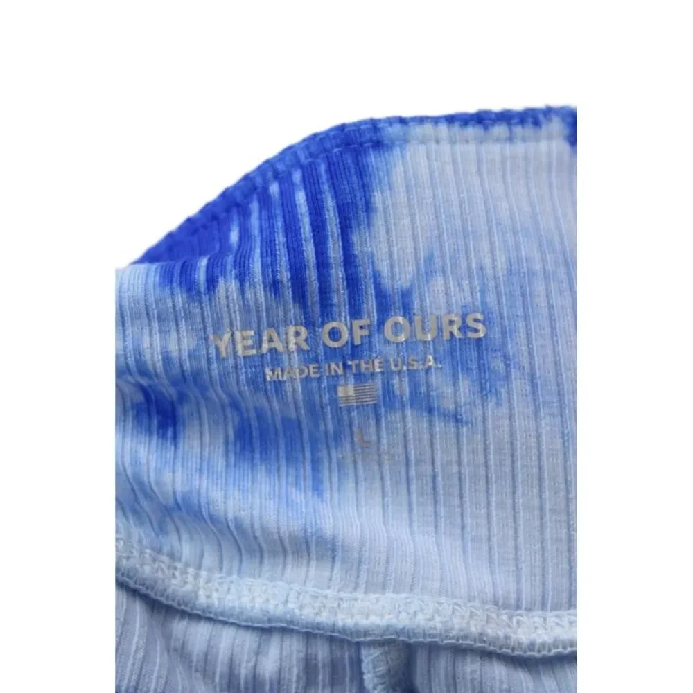 Year Of Ours Womens Textured Elastic Waist Tie Dye Skort Blue Size L